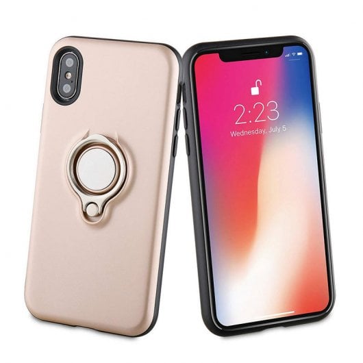 Muvit Ring Magnética Funda Rosa Oro para Apple iPhone X