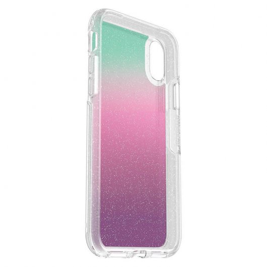 Capa OtterBox Symmetry Clear Purpurina Arco-íris para iPhone X/XS