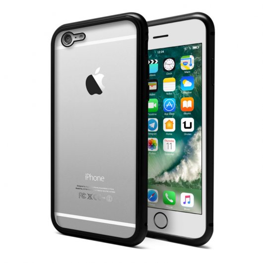 Coque Magnétique Unotec Avec Verre Trempé Noir Pour iPhone 6/6s