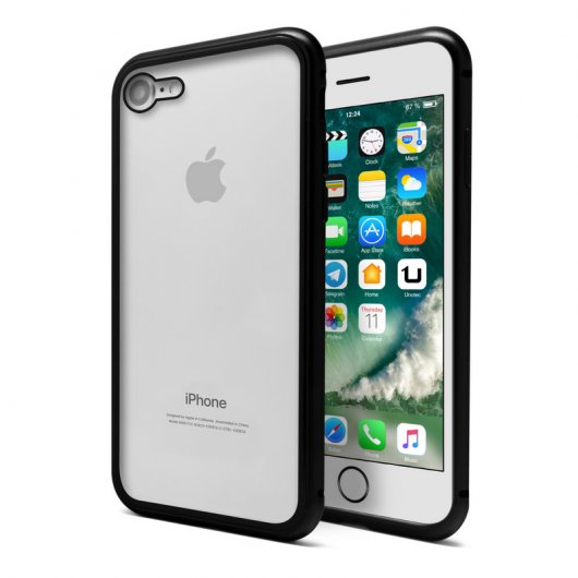 Unotec Funda Magnética Con Cristal Templado Negra Para iPhone 7/8/SE 2020