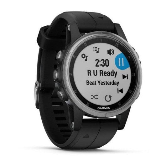 Garmin Fenix 5S Plus GPS NFC 42mm MIP Prata Caixa Prata Correa Preta M Resistente 10ATM