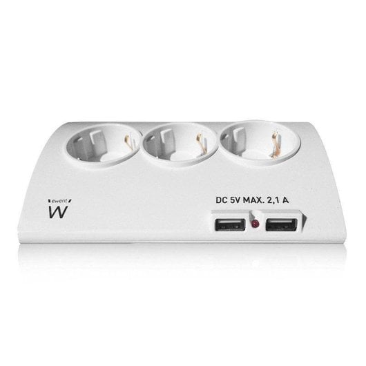 Steckdosenleiste Ewent EW3935 5 Steckplätze 2 USB-A Schalter Kinderschutz weiß