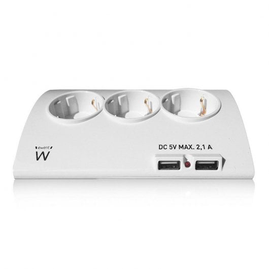Ewent Regleta 3x Schuko 2xUSB Blanca