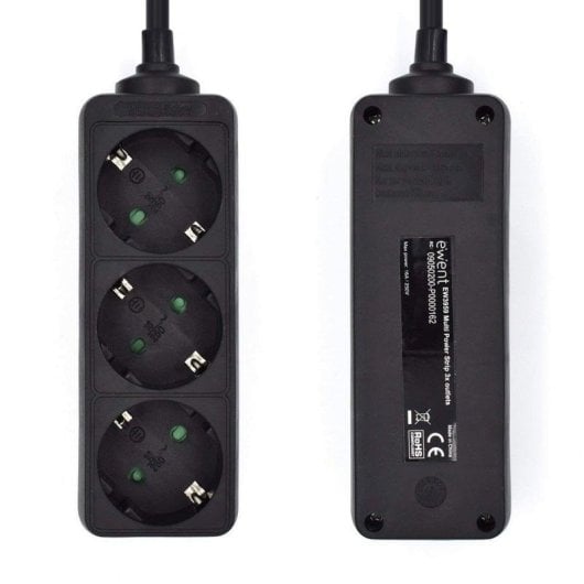 Multiprise Ewent EW3959 3 Prises Type F Câble 1,5 m Intérieur Noir