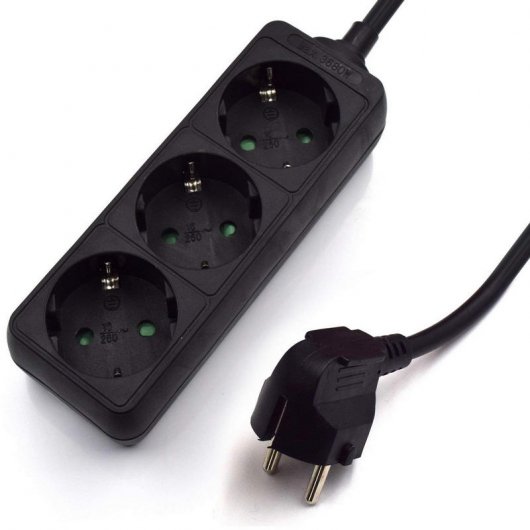 Ewent Regleta 3xSchuko Negra