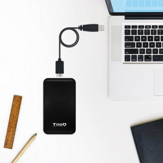 Tooq TQE-2528B, schwarzes USB 3.1 externes Gehäuse für 2,5-Zoll-SATAIII-Festplatte