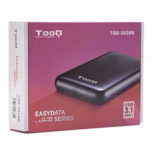 Tooq TQE-2528B, schwarzes USB 3.1 externes Gehäuse für 2,5-Zoll-SATAIII-Festplatte