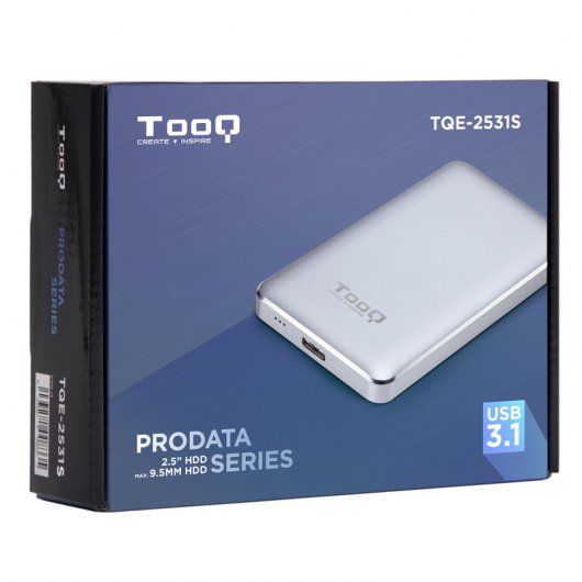 Tooq TQE-2531S Caixa Externa USB 3.1 para Disco Rígido 2.5" SATAIII com UASP Prateada