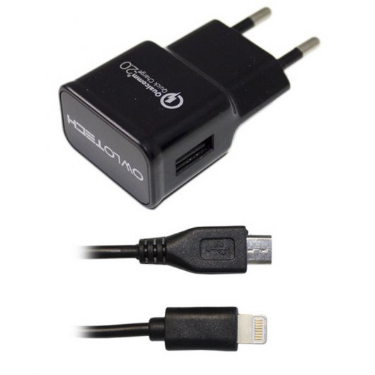 Pack de Carga para Viaje con Cargador Quick Charge 2.0+Cargador de Coche+Cable Conversor