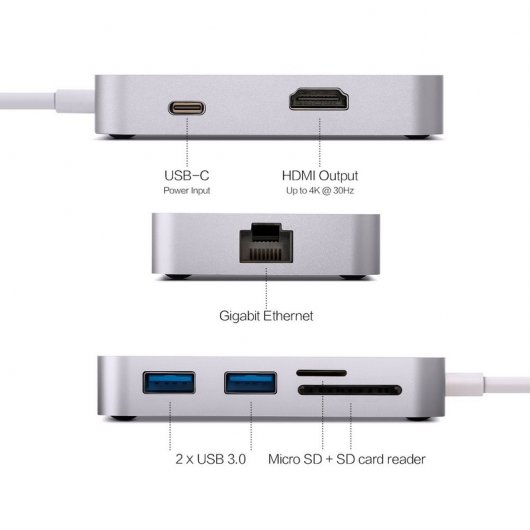 Minix Neo C-X Hub USB Multiportas com HDMI Cinzento Sideral