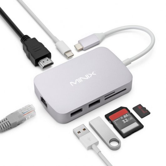 Minix Neo C-X Hub USB Multiportas com HDMI Cinzento Sideral