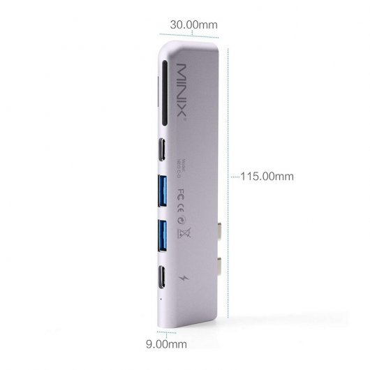 Minix Neo-C-DGR Adaptador Multipuerto para Apple Macbook Pro Gris
