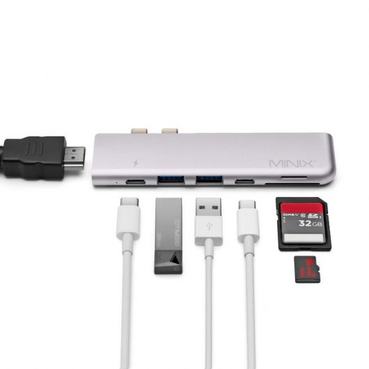 Minix Neo-C-DGR Adaptador Multipuerto para Apple Macbook Pro Gris