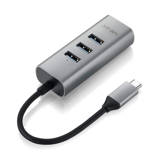 Minix Neo-C-UEGR Adaptador USB-C a 3 Puertos USB 3.0/RJ-45