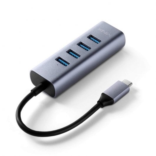 Minix Neo-C-UHGR Adaptador USB-C a 4 Puertos USB 3.0/HDMI