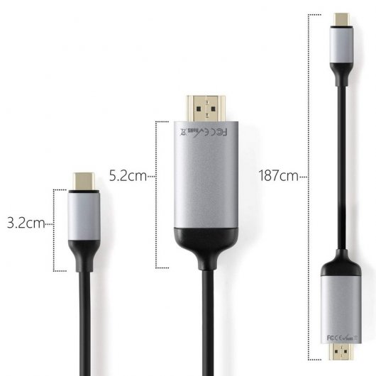 Minix NEO-C-4KGR Cable USB-C a HDMI
