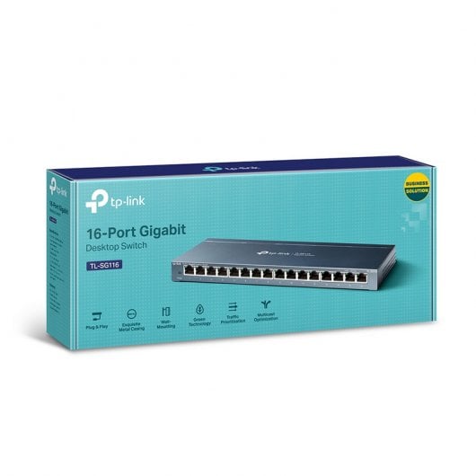 TP-Link TL-SG116 Switch 16 Puertos Gigabit 10/100/1000 Mbps Metálico No Administrado