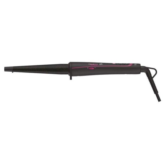 Arricciacapelli Conico Rowenta For Elite Keratin & Shine Tormalina 120-200°C Con Guanti Nero e Fuxia