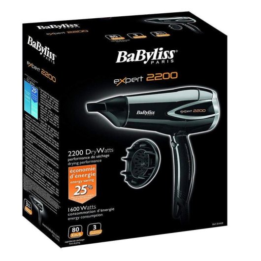 Sèche-cheveux avec Diffuseur BaByliss Expert 2200 2200W 3 Températures 2 Vitesses Accessoires Noir