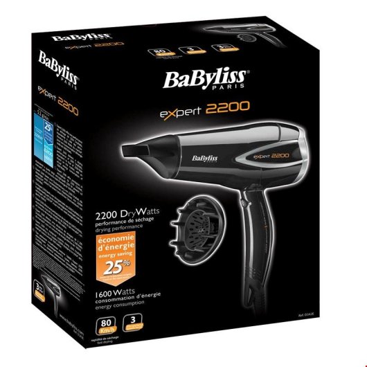 Sèche-cheveux avec Diffuseur BaByliss Expert 2200 2200W 3 Températures 2 Vitesses Accessoires Noir