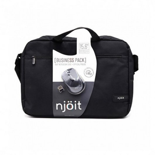 Njoit Maletín para Pórtatil 15.6" + Ratón Inalámbrico Negro