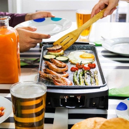 Parrilla elétrica Cecotec Rock&Water 2000 revestimento pedra RockStone 40x20cm 1600W