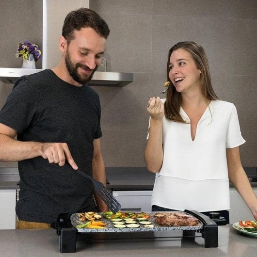 Parrilla Cecotec Rock&Water 2500 elektrische Grillplatte 2150W Antihaft Stein abnehmbares Kabel