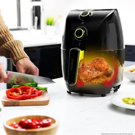 Heißluftfritteuse Cecotec Cecofry Compact Rapid Black 1,5 L 2000W mit Thermostat und Rezeptbuch
