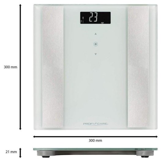 Balança Bioimpedância ProfiCare PW 3007 Até 180 kg 8 Índices Ecrã LCD