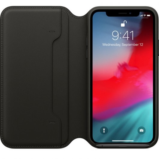 Apple Funda Leather Folio Negra para iPhone XS