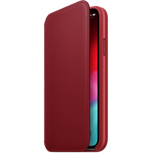 Apple Funda Leather Folio Roja para iPhone XS