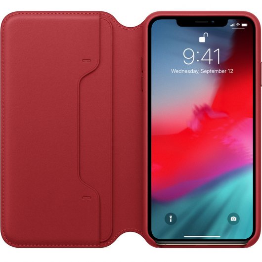Custodia Folio in pelle rossa Apple per iPhone XS Max