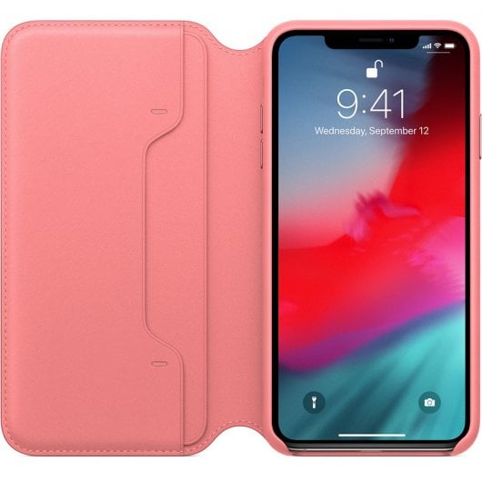 Apple Funda Leather Folio Rosa para iPhone XS Max