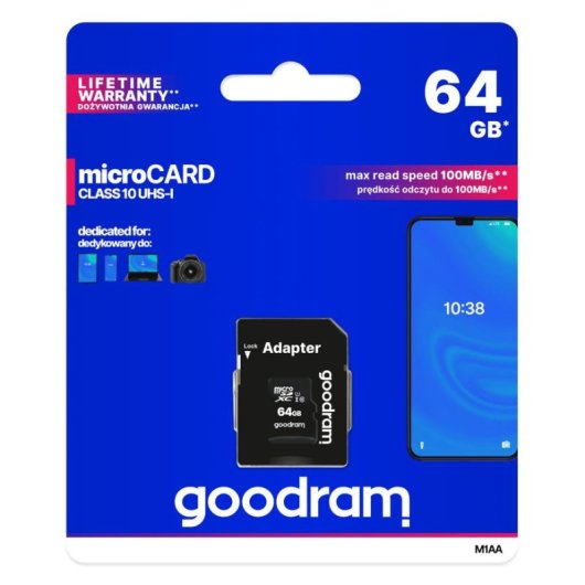Scheda MicroSD GoodRam M1AA 64GB Classe 10 UHS-I 100MB/s