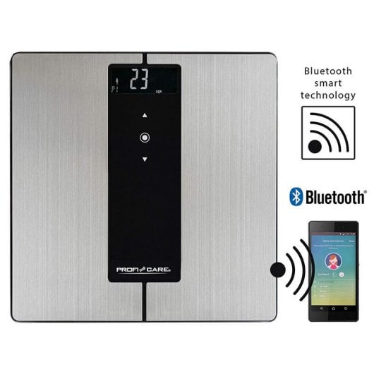 ProfiCare PW 3008 Báscula de Baño Bluetooth con Análisis Corporal Acero Inoxidable