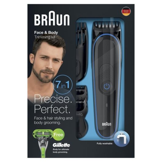 Aparador Multifunções Facial Braun MGK3042 Recarregável 60min Resistente à Água 13 Ajustes Pentes