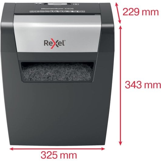 Rexel Momentum X406 Aktenvernichter Partikelschnitt-Zerkleinerung Blau, Grau