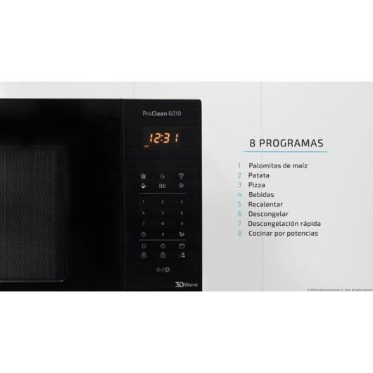 Microondas Cecotec ProClean 6010 23L 800W Ready2Clean 8 Programas Inox