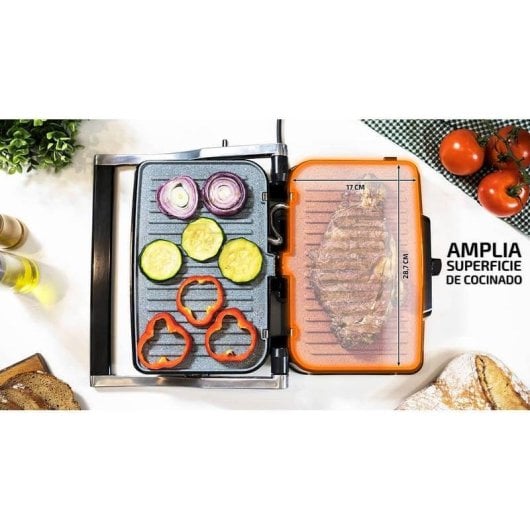 Parrilla électrique Cecotec RocknGrill 1500 Take&Clean revêtement RockStone 1500W plaques amovibles