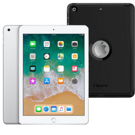 Apple iPad 2018 WiFi 128GB Plata + Otterbox Defender Funda para iPad 9.7"
