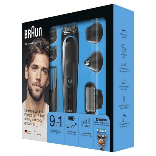 Braun MGK 5080 9 en 1 Recortadora de Barba y Cortapelos Negro/Azul