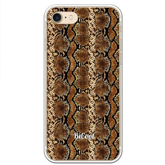 BeCool Animal Print Funda Gel Serpiente Marrón para iPhone 7 - 8