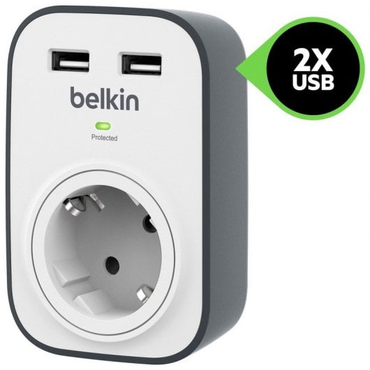 Belkin SurgeCube Regleta de Protección contra Sobretensiones 2 Puertos USB