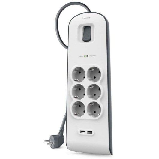 Multiprise Belkin BSV604vf2M 6 Prises 2 USB-A avec Protection et Câble 2 m