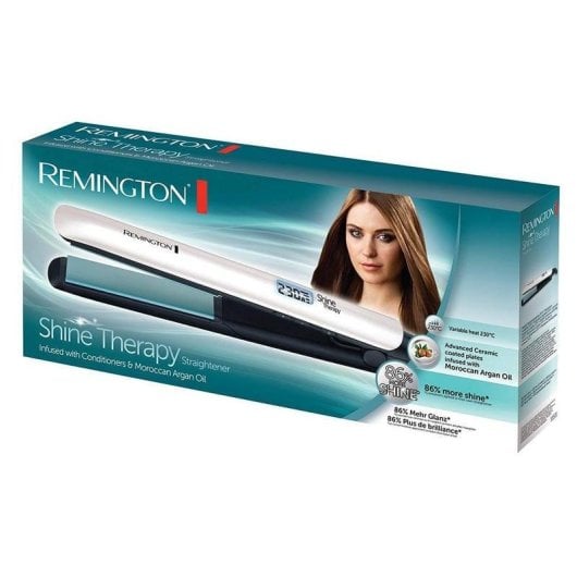 Lisseur Céramique Remington Shine Therapy 230ºC 9 Réglages Arrêt Automatique Écran Noir Argent
