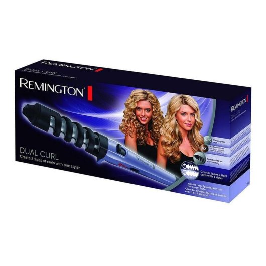 Modelador de Cabelo Remington Dual Curl Cerâmico 19-31 mm 160-200°C 3 Níveis Tecnologia Iónica Desligamento Automático Preto e Roxo