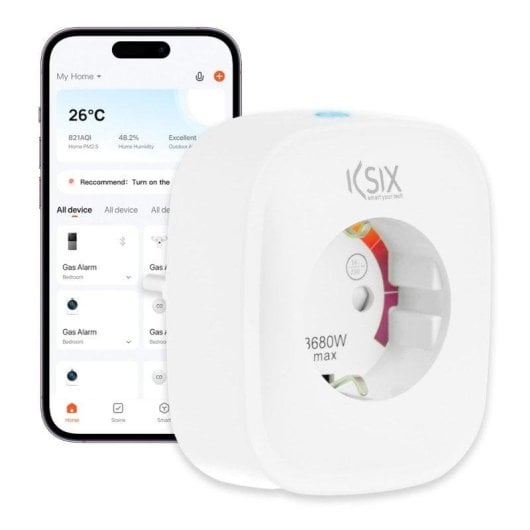 Tomada Inteligente Ksix Smart Energy Slim Wi-Fi Controle por voz e Estatísticas de consumo