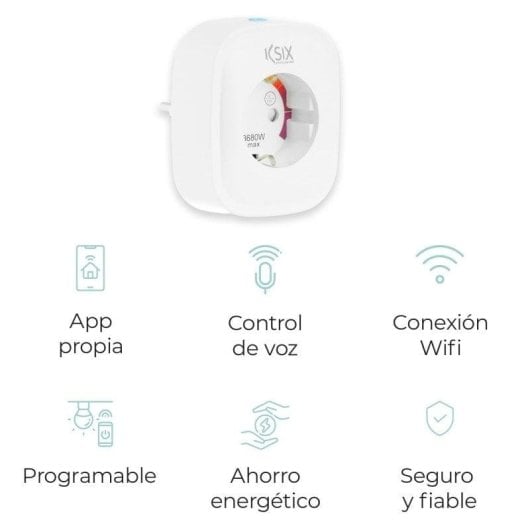 Tomada Inteligente Ksix Smart Energy Slim Wi-Fi Controle por voz e Estatísticas de consumo