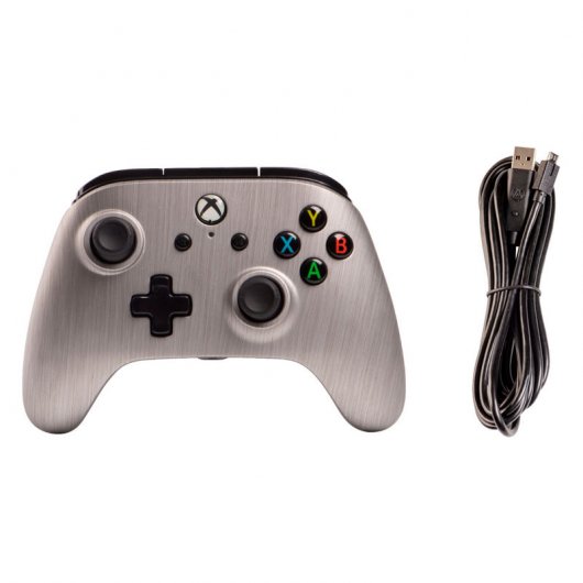 Power A Mando Aluminio Cepillado con Cable para Xbox One