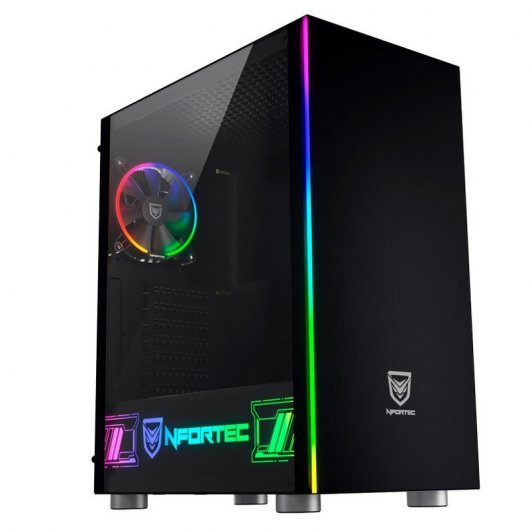 Nfortec Caronte Pro Cristal Templado USB 3.0 RGB Negro